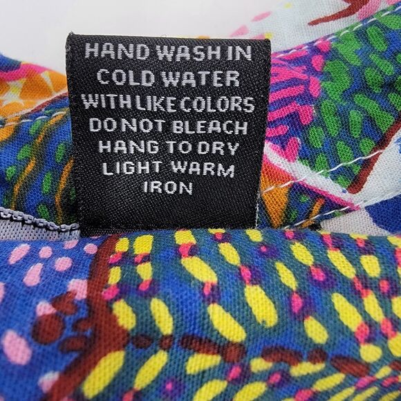 Dress Nado Blouse Women's Small Button Up Colorful Tropical Print Puff Shoulder - Picture 9 of 10